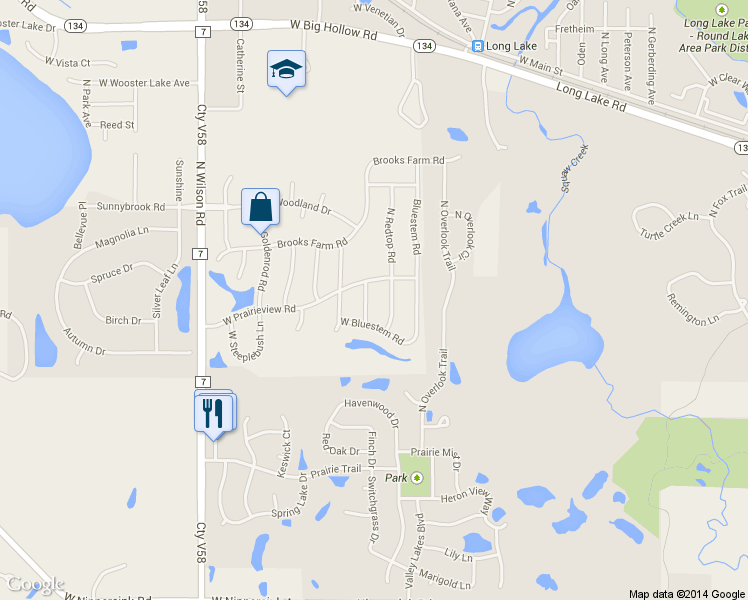 map of restaurants, bars, coffee shops, grocery stores, and more near 34157 N Broomsedge Rd in Round Lake