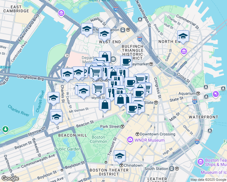 map of restaurants, bars, coffee shops, grocery stores, and more near 30 Ridgeway Lane in Boston