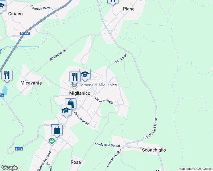 map of restaurants, bars, coffee shops, grocery stores, and more near 12 Via D. Alighieri in Miglianico