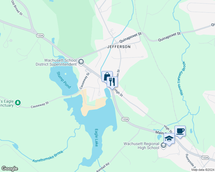 map of restaurants, bars, coffee shops, grocery stores, and more near 1655 Main Street in Holden