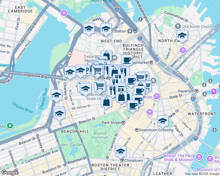 map of restaurants, bars, coffee shops, grocery stores, and more near 30 Ridgeway Lane in Boston