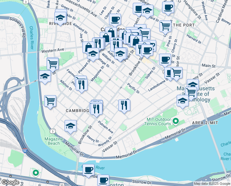 map of restaurants, bars, coffee shops, grocery stores, and more near 41 Speridakis Terrace in Cambridge