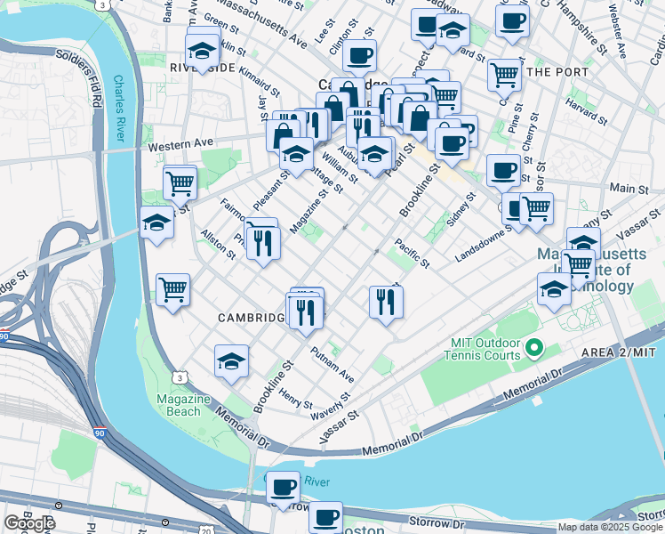 map of restaurants, bars, coffee shops, grocery stores, and more near 41 Speridakis Terrace in Cambridge