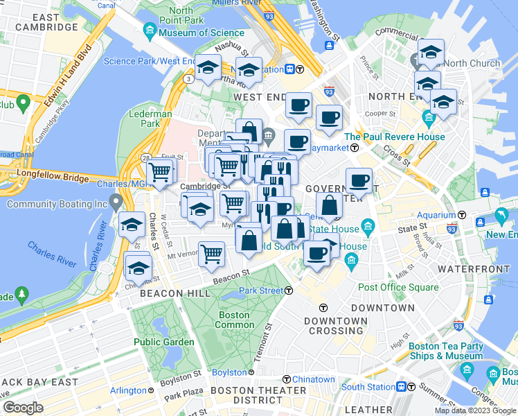 map of restaurants, bars, coffee shops, grocery stores, and more near 30 Ridgeway Lane in Boston