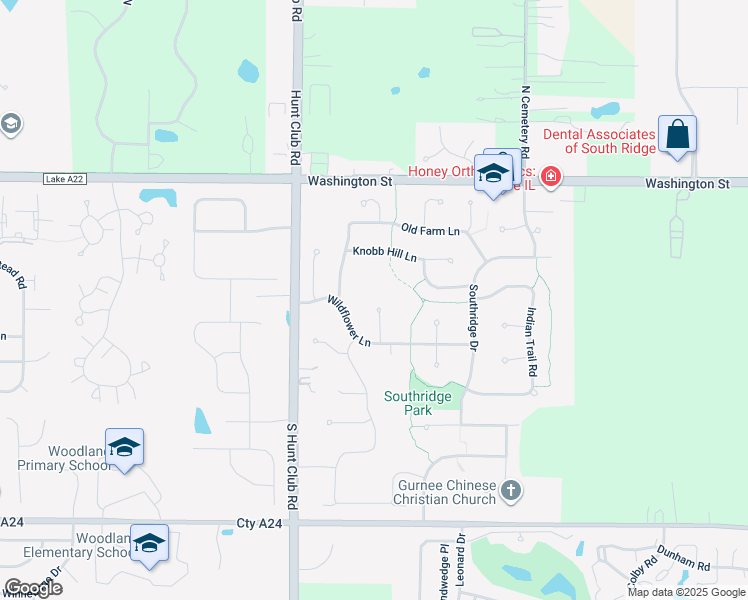 map of restaurants, bars, coffee shops, grocery stores, and more near 238 Hill 'N Dale Court in Gurnee