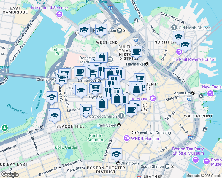 map of restaurants, bars, coffee shops, grocery stores, and more near 30 Ridgeway Lane in Boston