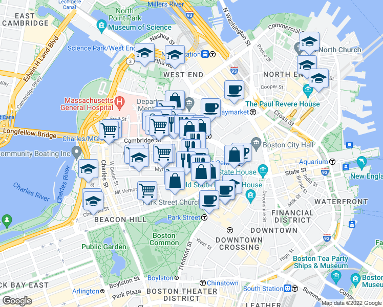 map of restaurants, bars, coffee shops, grocery stores, and more near 30 Ridgeway Lane in Boston