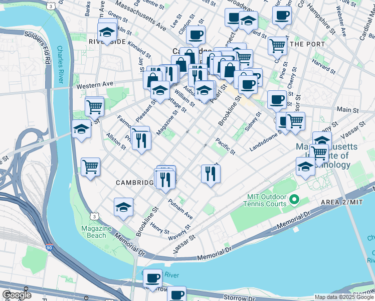 map of restaurants, bars, coffee shops, grocery stores, and more near 41 Speridakis Terrace in Cambridge