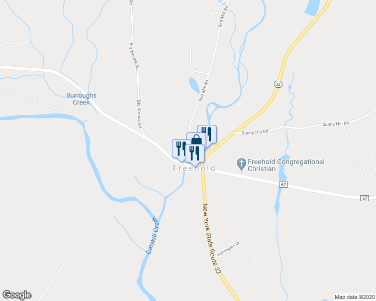 map of restaurants, bars, coffee shops, grocery stores, and more near 8 Red Mills Road in Freehold
