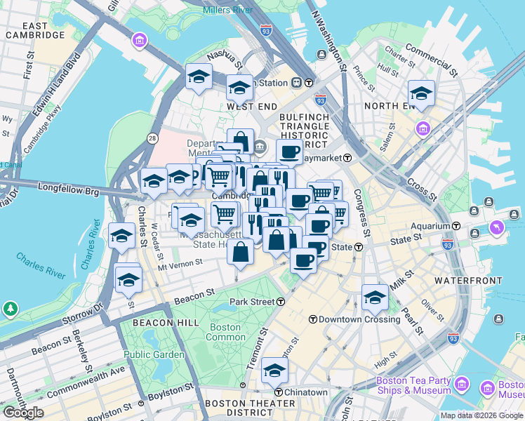 map of restaurants, bars, coffee shops, grocery stores, and more near 30 Ridgeway Lane in Boston