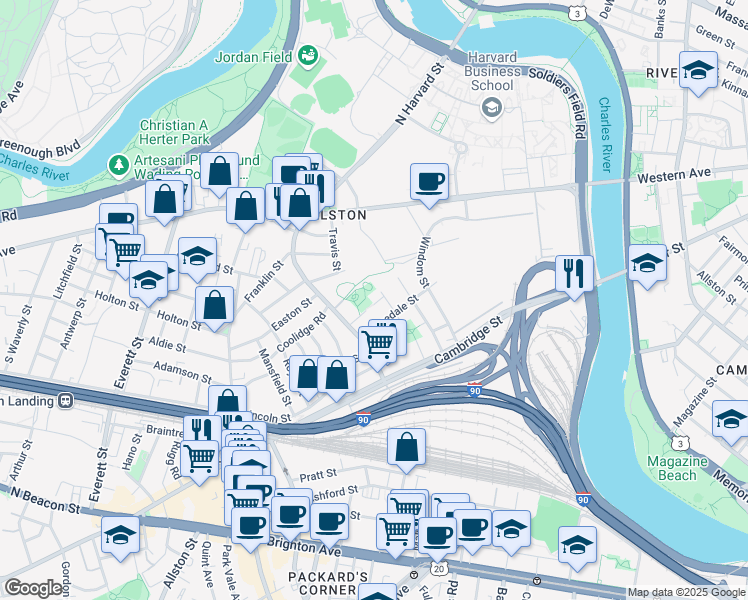map of restaurants, bars, coffee shops, grocery stores, and more near in 