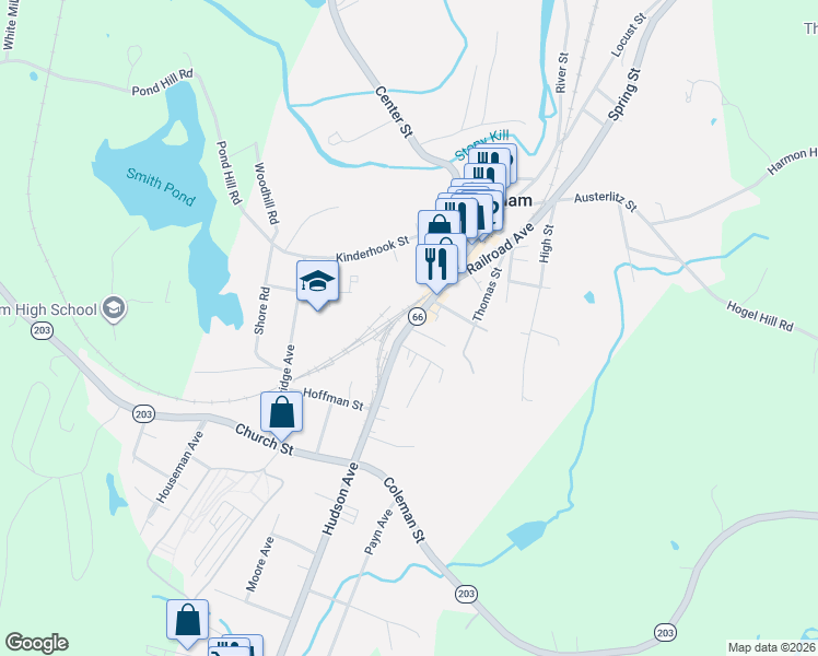 map of restaurants, bars, coffee shops, grocery stores, and more near 29 Hudson Avenue in Chatham