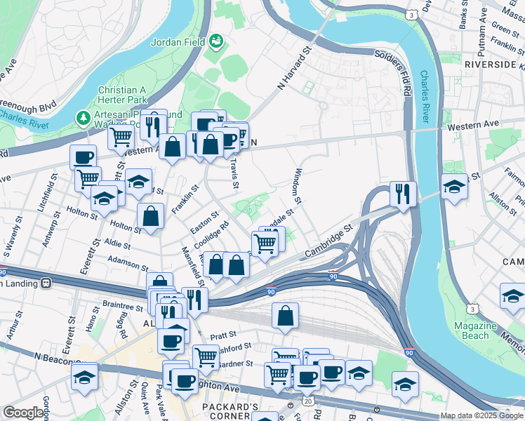 map of restaurants, bars, coffee shops, grocery stores, and more near in 