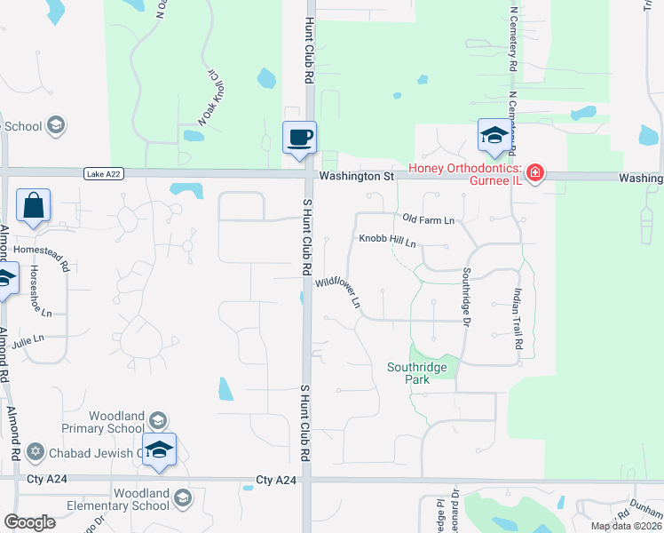 map of restaurants, bars, coffee shops, grocery stores, and more near 240 Saratoga Court in Gurnee