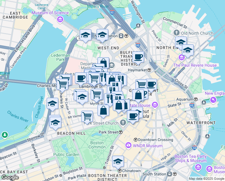map of restaurants, bars, coffee shops, grocery stores, and more near 30 Ridgeway Lane in Boston