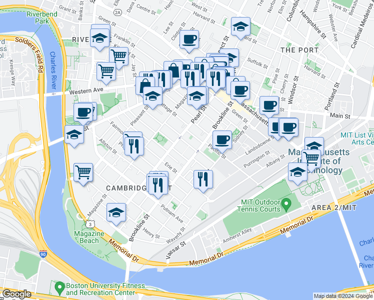 map of restaurants, bars, coffee shops, grocery stores, and more near 41 Speridakis Terrace in Cambridge