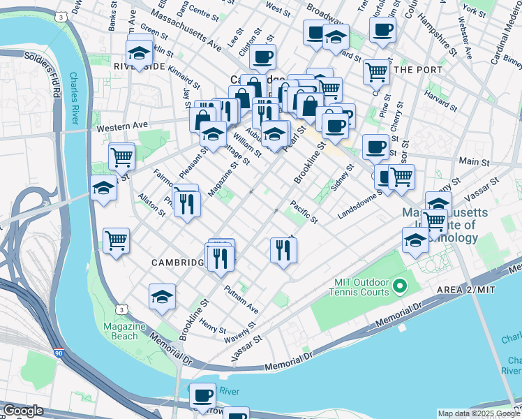 map of restaurants, bars, coffee shops, grocery stores, and more near 41 Speridakis Terrace in Cambridge