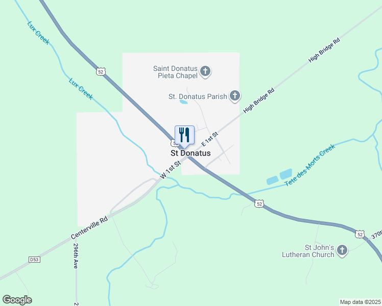 map of restaurants, bars, coffee shops, grocery stores, and more near in Saint Donatus