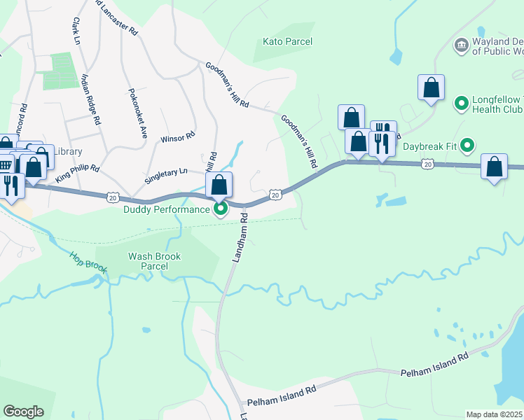 map of restaurants, bars, coffee shops, grocery stores, and more near 189 Boston Post Road in Sudbury