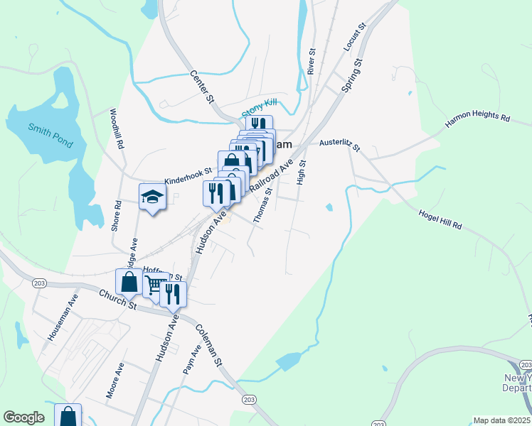 map of restaurants, bars, coffee shops, grocery stores, and more near 29 Thomas Street in Chatham