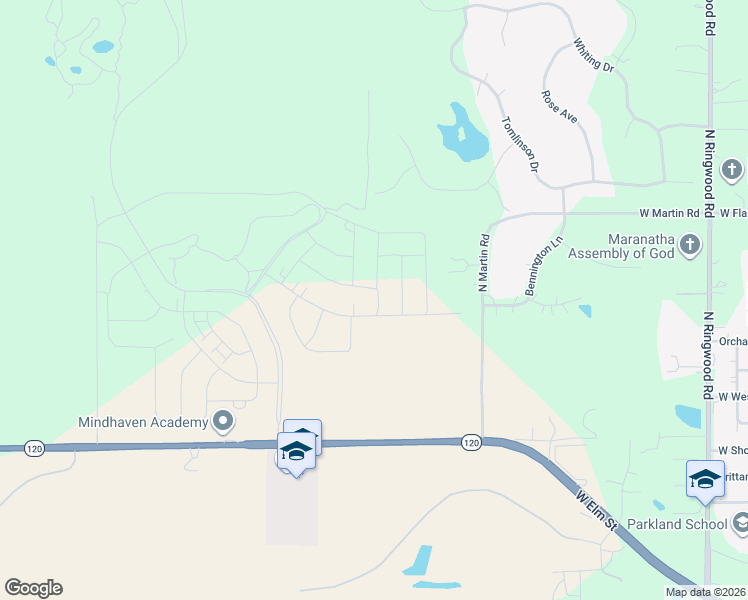 map of restaurants, bars, coffee shops, grocery stores, and more near 2501 North Martin Road in McHenry