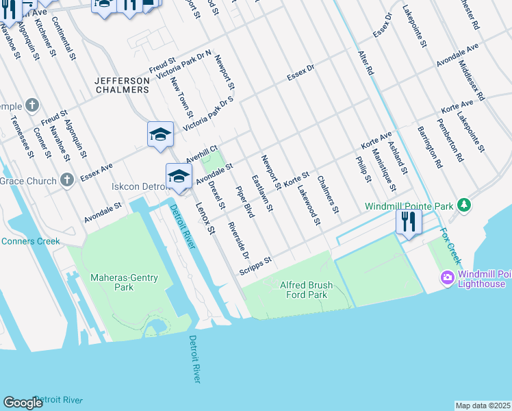 map of restaurants, bars, coffee shops, grocery stores, and more near 13903 Korte Street in Detroit