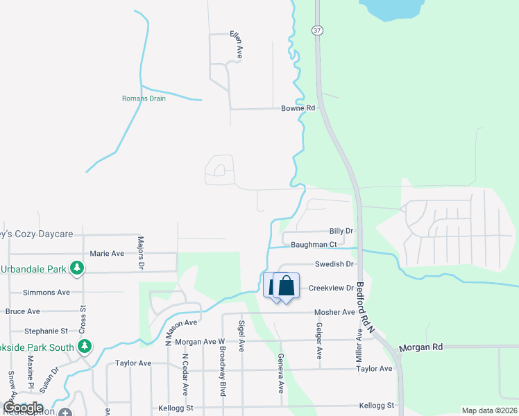 map of restaurants, bars, coffee shops, grocery stores, and more near 14 Gladeview in Battle Creek