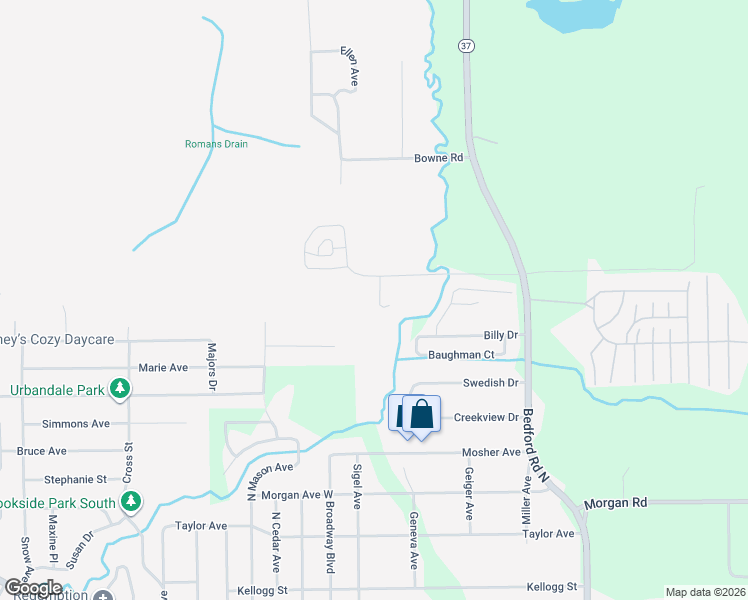 map of restaurants, bars, coffee shops, grocery stores, and more near 14 Gladeview in Battle Creek