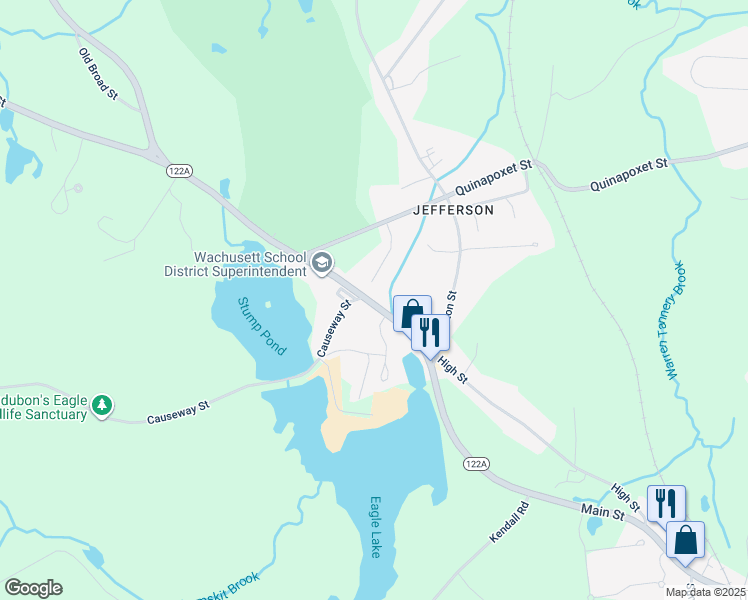 map of restaurants, bars, coffee shops, grocery stores, and more near 1680 Main Street in Holden