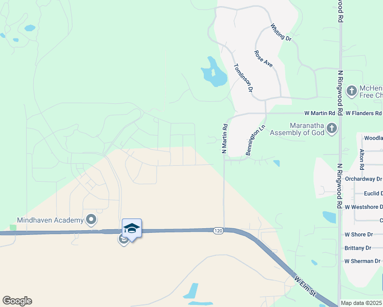 map of restaurants, bars, coffee shops, grocery stores, and more near 2277 Redwood Trail in Wonder Lake