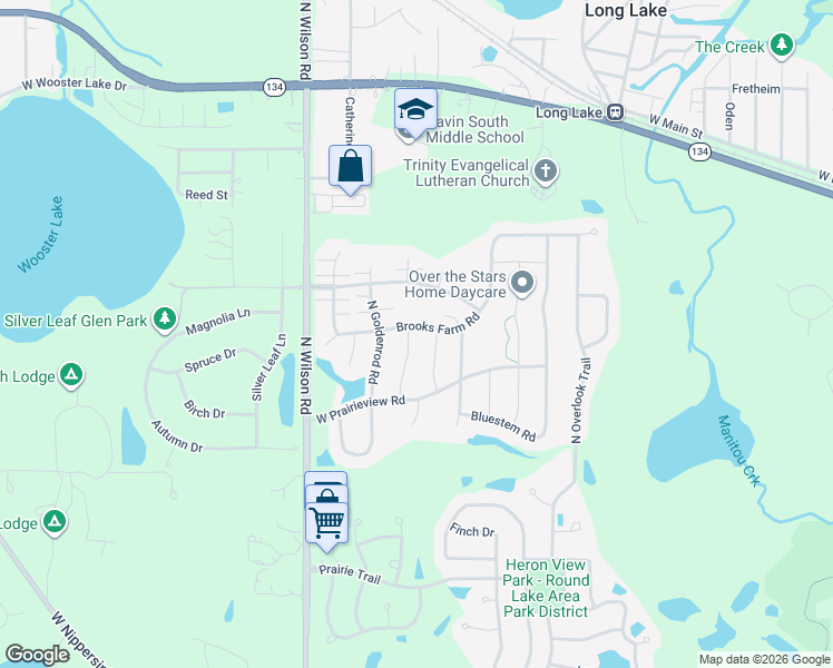 map of restaurants, bars, coffee shops, grocery stores, and more near 34269 North Wineberry Lane in Round Lake