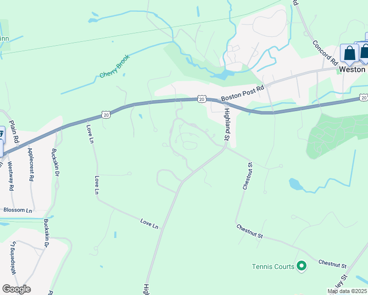 map of restaurants, bars, coffee shops, grocery stores, and more near 3 Pine Summit Circle in Weston