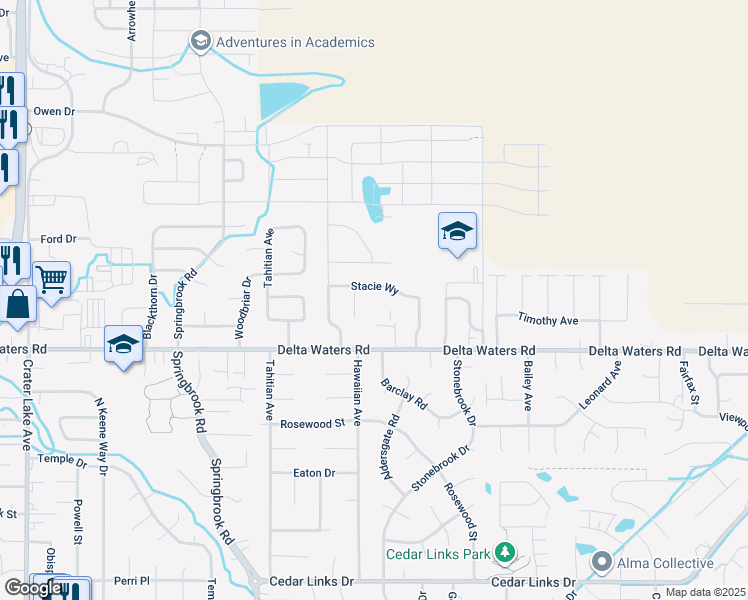 map of restaurants, bars, coffee shops, grocery stores, and more near 3058 Sheraton Court in Medford