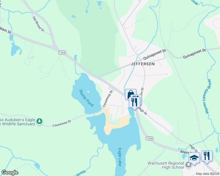 map of restaurants, bars, coffee shops, grocery stores, and more near 15 Causeway Street in Holden