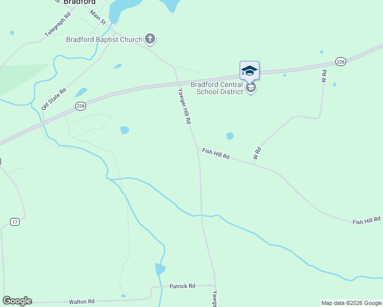 map of restaurants, bars, coffee shops, grocery stores, and more near 2661 Yawger Hill Rd in Bradford