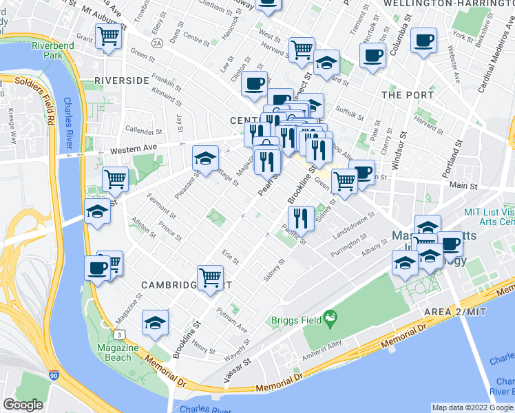 map of restaurants, bars, coffee shops, grocery stores, and more near 51 Lopez Street in Cambridge