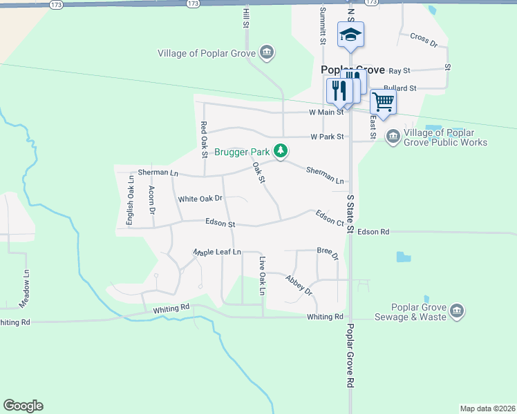 map of restaurants, bars, coffee shops, grocery stores, and more near 216 Edson Street in Poplar Grove