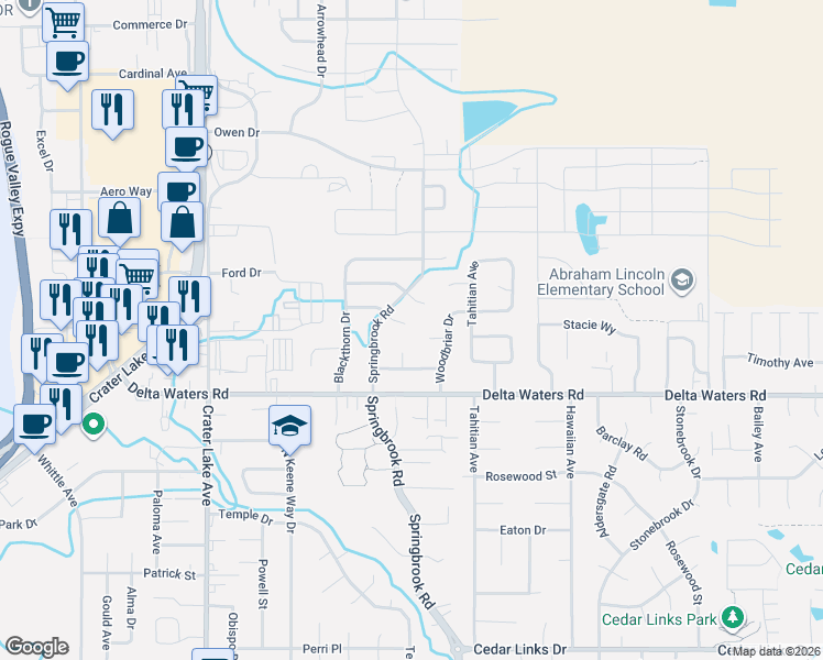 map of restaurants, bars, coffee shops, grocery stores, and more near 2442 Somerset Circle in Medford