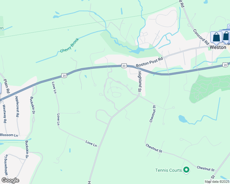 map of restaurants, bars, coffee shops, grocery stores, and more near 3 Pine Summit Circle in Weston