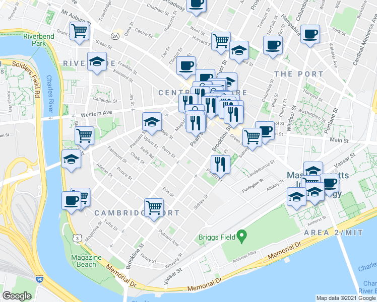 map of restaurants, bars, coffee shops, grocery stores, and more near 15 Lopez Street in Cambridge