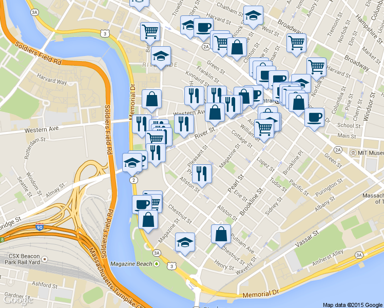 map of restaurants, bars, coffee shops, grocery stores, and more near 25 Fairmont Street in Cambridge