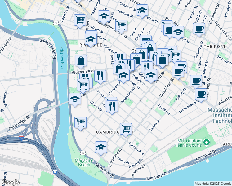 map of restaurants, bars, coffee shops, grocery stores, and more near 30 Upton Street in Cambridge