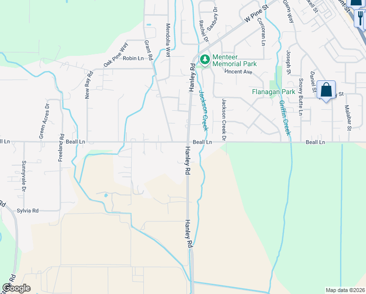 map of restaurants, bars, coffee shops, grocery stores, and more near 2268 Beall Lane in Central Point