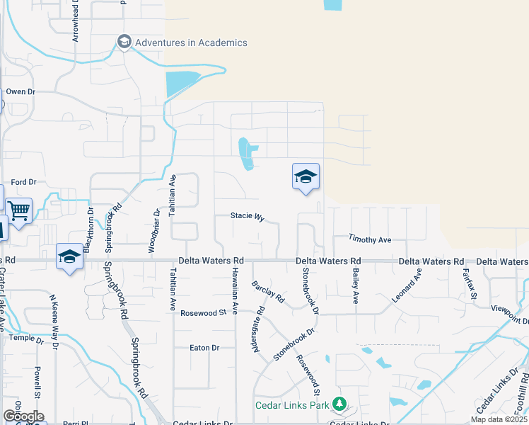 map of restaurants, bars, coffee shops, grocery stores, and more near 2980 Shasta Drive in Medford