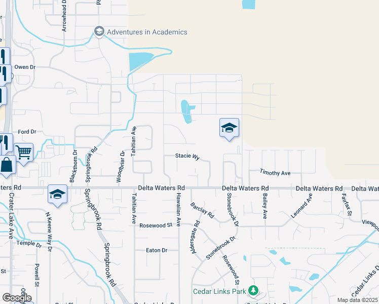 map of restaurants, bars, coffee shops, grocery stores, and more near 2947 Stacie Way in Medford