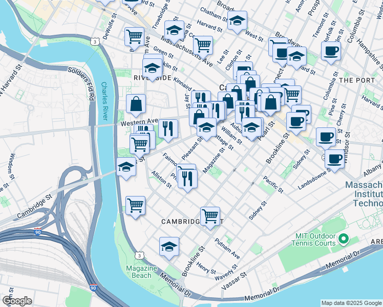 map of restaurants, bars, coffee shops, grocery stores, and more near 30 Upton Street in Cambridge