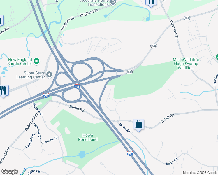 map of restaurants, bars, coffee shops, grocery stores, and more near 90 Goodwin Street in Marlborough