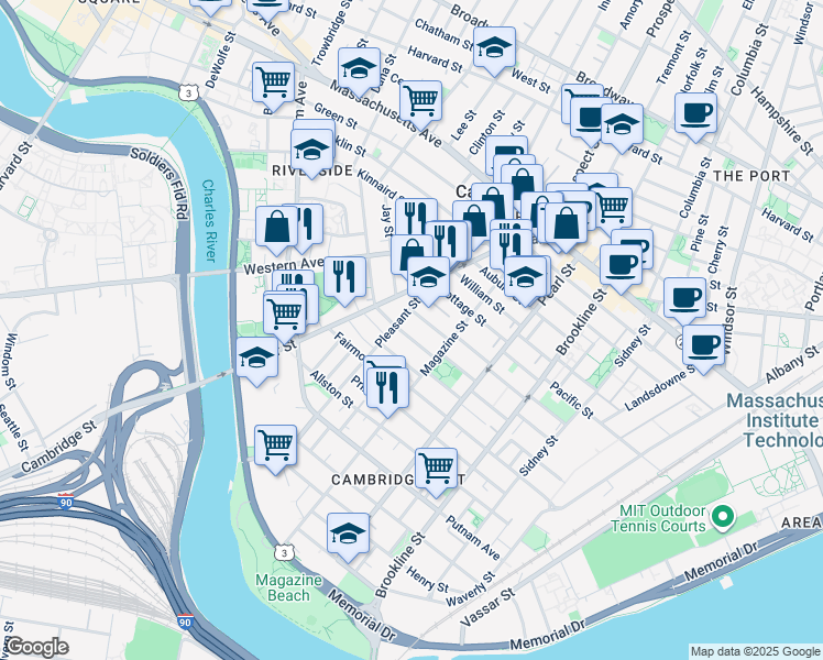 map of restaurants, bars, coffee shops, grocery stores, and more near 30 Upton Street in Cambridge