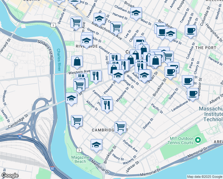map of restaurants, bars, coffee shops, grocery stores, and more near 30 Upton Street in Cambridge