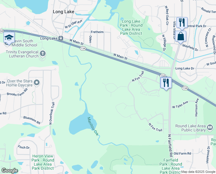 map of restaurants, bars, coffee shops, grocery stores, and more near 1687 West Turtle Creek Lane in Round Lake